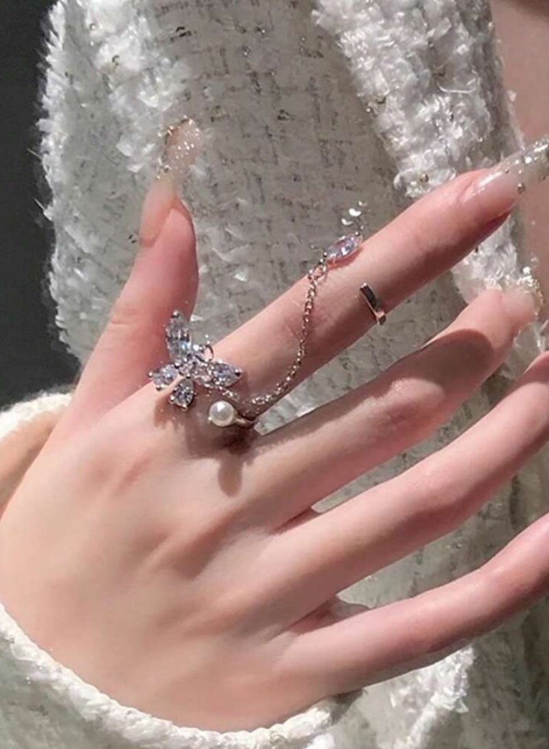 إيكوال خاتم نسائي أنيق باللون الفضي بمقاس موحد - Image 3