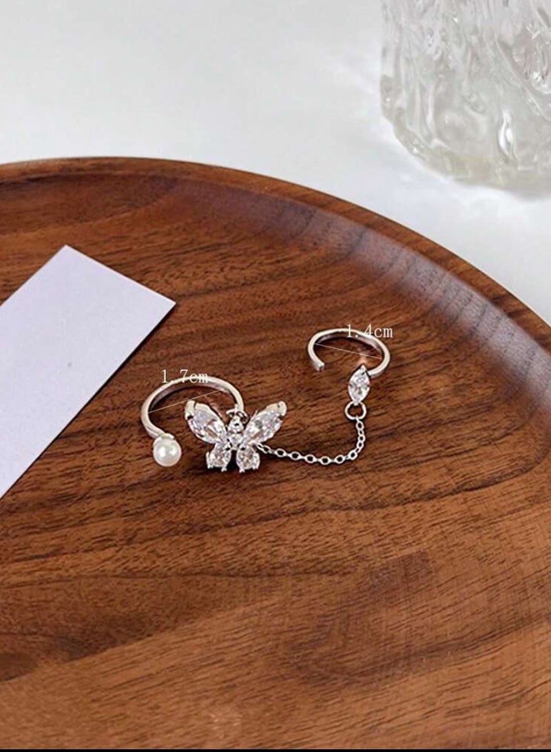 إيكوال خاتم نسائي أنيق باللون الفضي بمقاس موحد - Image 4