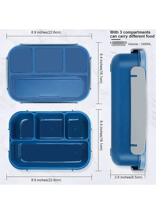 Lunch Box for Kids and Adults: This 1000ML bento box features 4 compartments, making it perfect for adults, kids, and toddlers. It's microwave, dishwasher, and freezer safe, made from BPA-free polypropylene. Dimensions: 22.6 x 16.1 x 6.5 cm.