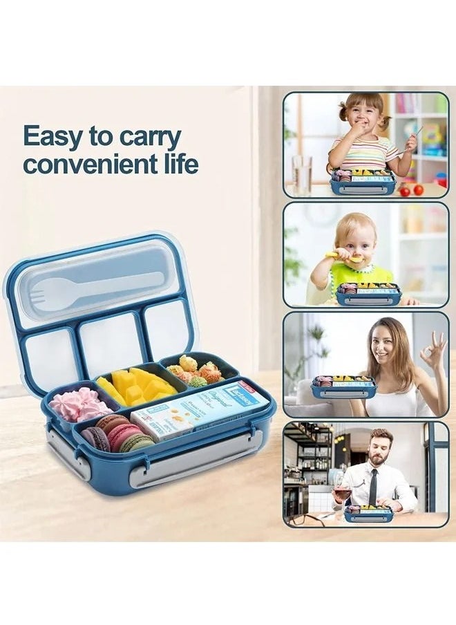 Lunch Box for Kids and Adults: This 1000ML bento box features 4 compartments, making it perfect for adults, kids, and toddlers. It's microwave, dishwasher, and freezer safe, made from BPA-free polypropylene. Dimensions: 22.6 x 16.1 x 6.5 cm.