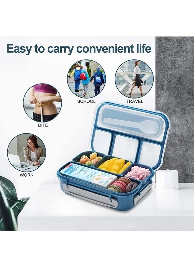 Lunch Box for Kids and Adults: This 1000ML bento box features 4 compartments, making it perfect for adults, kids, and toddlers. It's microwave, dishwasher, and freezer safe, made from BPA-free polypropylene. Dimensions: 22.6 x 16.1 x 6.5 cm.