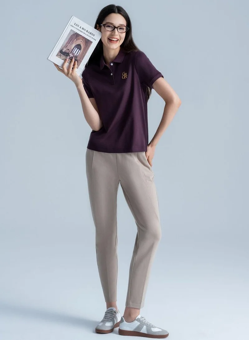 GIORDANO Women's High-Waist Capri Pants | Regular Fit Interlock Stretch