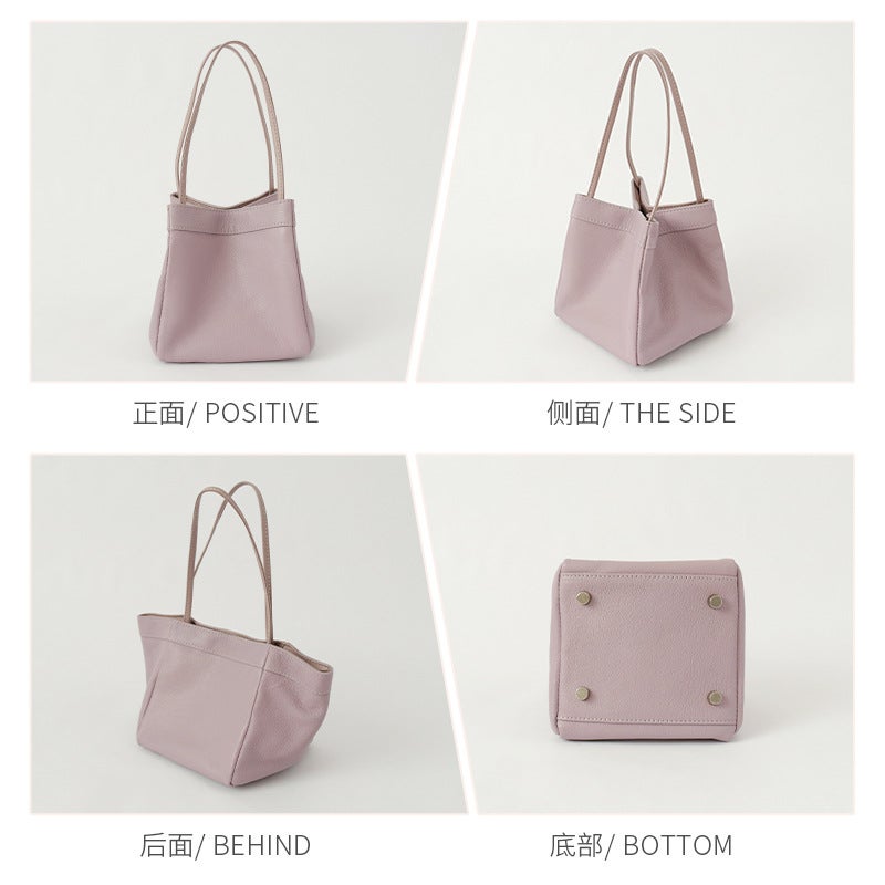 Niche Design Portable Vegetable Basket Large Capacity Commuter Tote Bag Genuine Leather Shoulder Wings Women'S Bag - Image 5