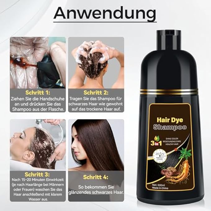 Meidu DARK BROWN HAIR DYE SHAMPOO FOR MEN AND WOMEN HAIR DYE SHAMPOO 3 IN 1 FOR GREY HAIR 500ML - Image 3