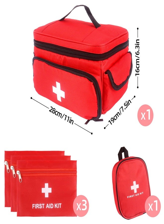 Dmnnlp First Aid Bag Empty, 5-Piece Set with Large Medical Organizer, 3 Portable Pouches & Carry Bag for Pet First Aid Kits, Home Adventure Travel Medical Supplies (Red) - Image 3