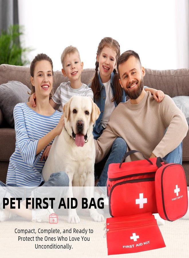Dmnnlp First Aid Bag Empty, 5-Piece Set with Large Medical Organizer, 3 Portable Pouches & Carry Bag for Pet First Aid Kits, Home Adventure Travel Medical Supplies (Red) - Image 4