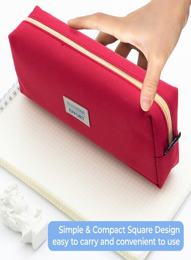 M&G Pencil Case, Large Capacity Pencil Pouch Multi-Use Pencil Case Organizer, Portable Pencil Bags Nylon with Zipper for Makeup Brush Teen Boys Girls Office School (Red) - Image 5