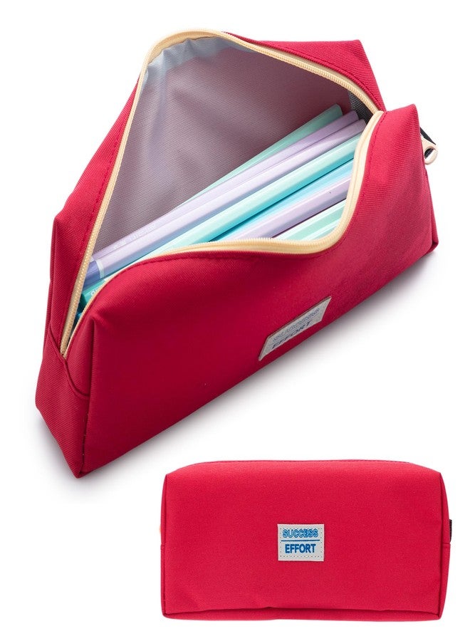 M&G Pencil Case, Large Capacity Pencil Pouch Multi-Use Pencil Case Organizer, Portable Pencil Bags Nylon with Zipper for Makeup Brush Teen Boys Girls Office School (Red) - Image 1