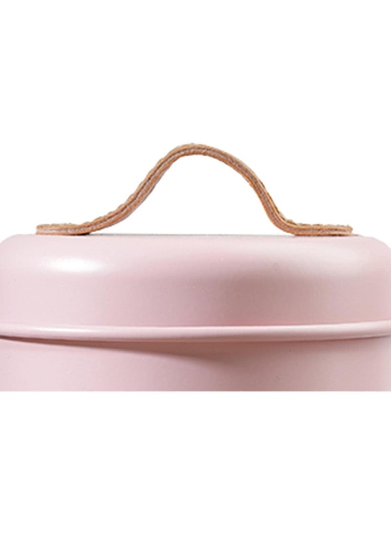 Set of 3 Metal Tea, Coffee, Sugar Storage Canisters with Airtight Lid and Leather Handle, Sugar Storage Container for Tea, Coffee, Sugar, Kitchen, Dining Room - Pink - Image 3