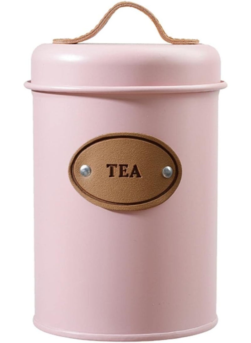 Set of 3 Metal Tea, Coffee, Sugar Storage Canisters with Airtight Lid and Leather Handle, Sugar Storage Container for Tea, Coffee, Sugar, Kitchen, Dining Room - Pink - Image 4