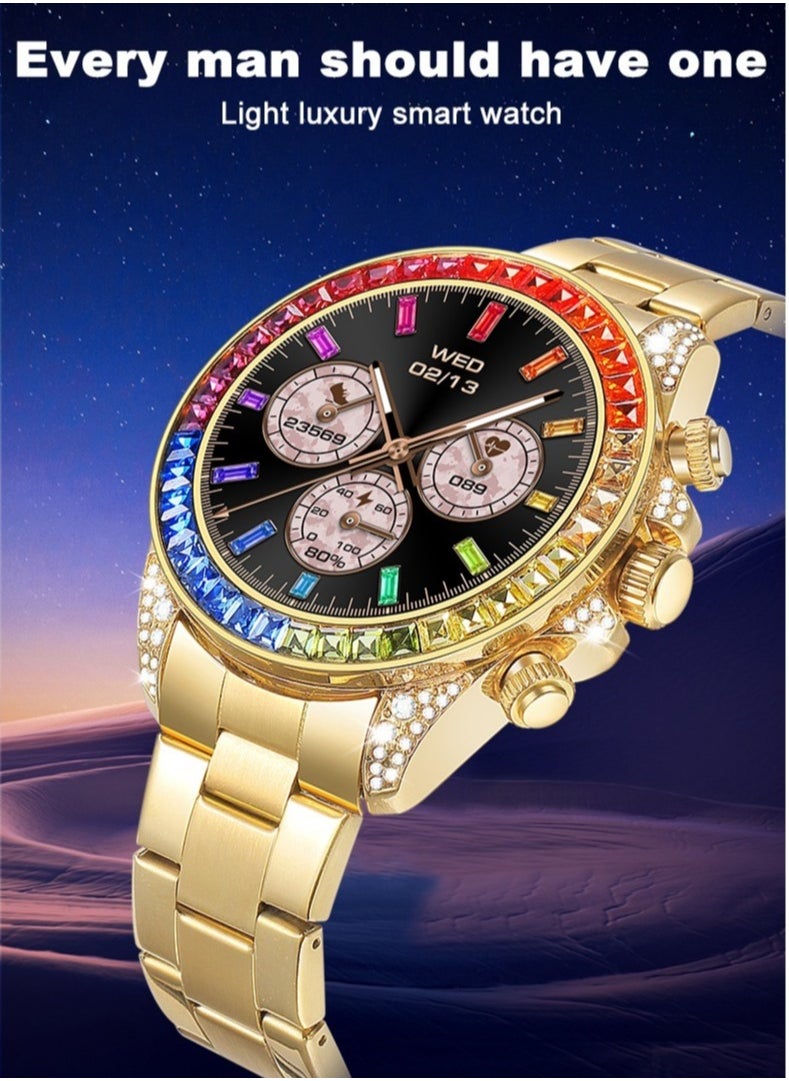 LESHP - 460 Mah 1.43 Amoled Screen 3d Tempered Glass Ip68 Waterproof High-End Men's Smart Sports Watch Gold - Image 1