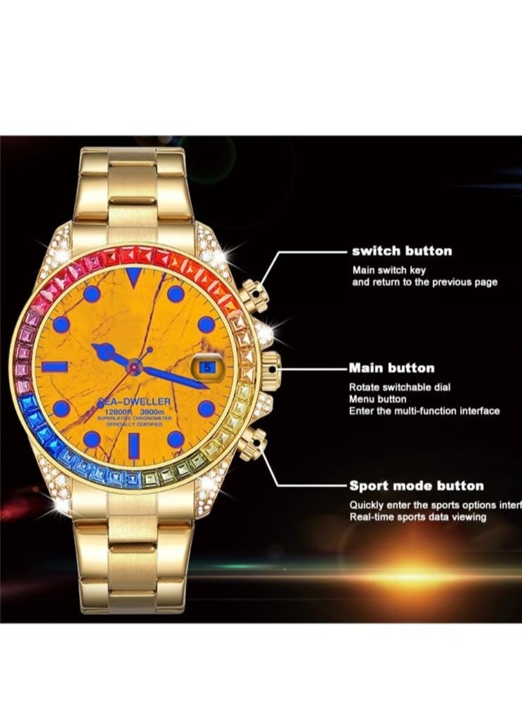 LESHP - 460 Mah 1.43 Amoled Screen 3d Tempered Glass Ip68 Waterproof High-End Men's Smart Sports Watch Gold - Image 1