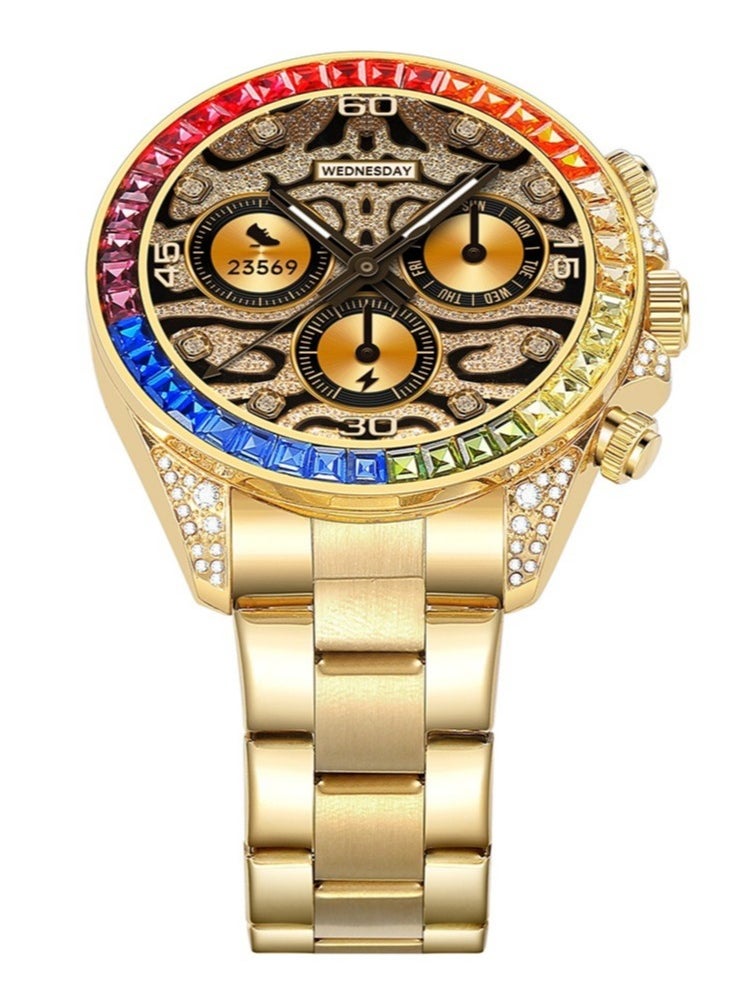 LESHP - 460 Mah 1.43 Amoled Screen 3d Tempered Glass Ip68 Waterproof High-End Men's Smart Sports Watch Gold - Image 1