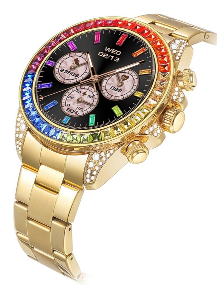 LESHP - 460 Mah 1.43 Amoled Screen 3d Tempered Glass Ip68 Waterproof High-End Men's Smart Sports Watch Gold - Image 1