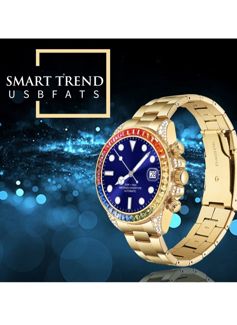 LESHP - 460 Mah 1.43 Amoled Screen 3d Tempered Glass Ip68 Waterproof High-End Men's Smart Sports Watch Gold - Image 1