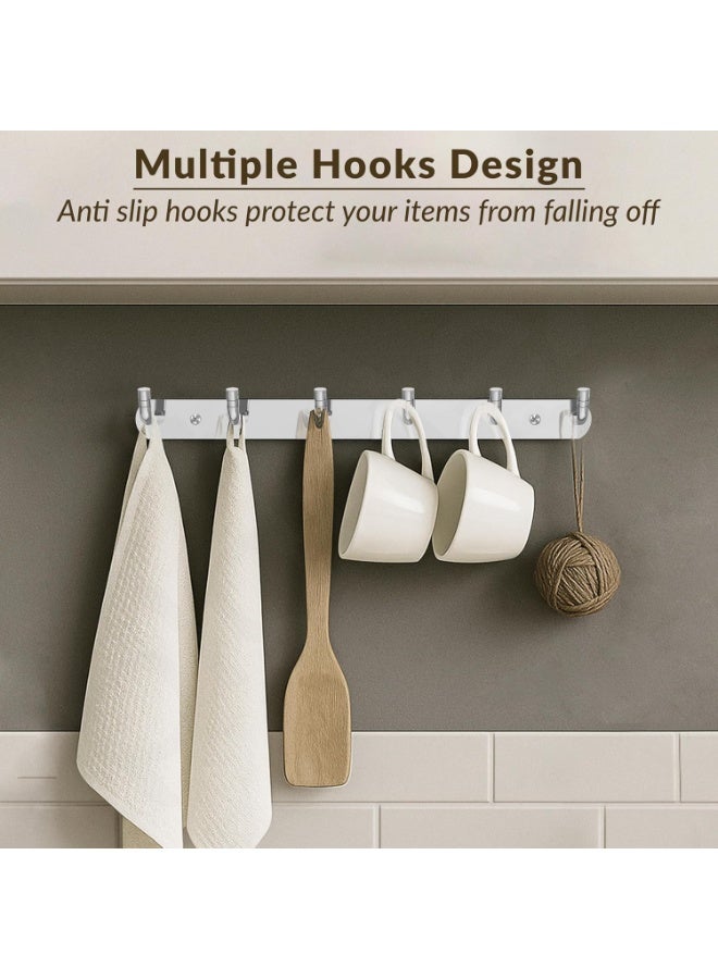 Plantex Wall Hooks for Hanging Cloth/Stainless Steel Towel Hangers/Bathroom Robe Hooks/Door Hangers/Wall Hook Rack/Hook Rail for Hanging Keys - 6 Hooks (Pack of 2, Chrome) - Image 3