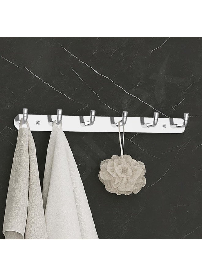 Plantex Wall Hooks for Hanging Cloth/Stainless Steel Towel Hangers/Bathroom Robe Hooks/Door Hangers/Wall Hook Rack/Hook Rail for Hanging Keys - 6 Hooks (Pack of 2, Chrome) - Image 2