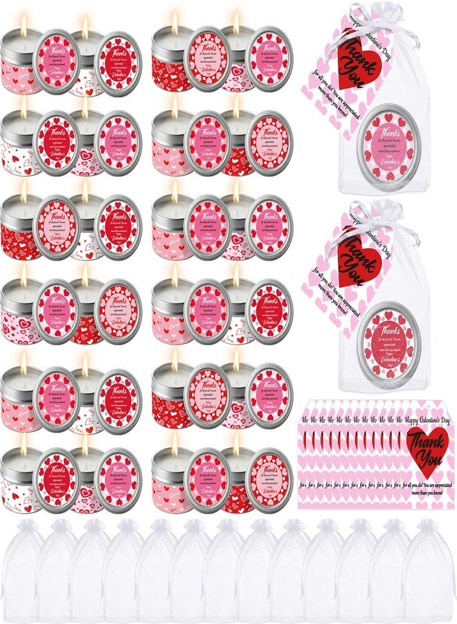 Conelist 24 Sets Valentine's Day Scented Candles Gifts Valentine Gifts for Women Coworkers Employees Valentines Thank You Gift Scented Soy Wax Candles with Organza Bag Appreciation Card for Wife Gift - Image 1