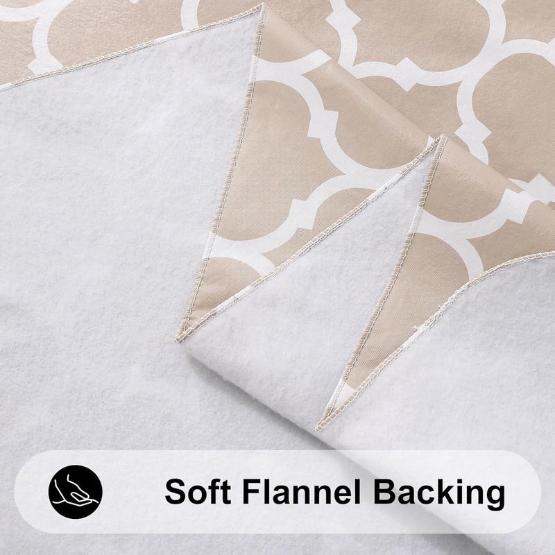 smiry Rectangle Table Cloth, Waterproof Vinyl Tablecloths with Flannel Backing for Rectangle Tables, Wipeable Spillproof Plastic Tablecloth for Dining, Camping, Indoor and Outdoor (52"x70", Khaki) - Image 5