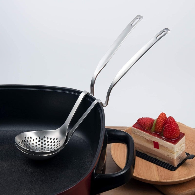 IMEEA Hot Pot Ladle Set Slotted Spoons for Cooking SUS304 Stainless Steel Soup Ladles for Serving, 12-Inch - Image 2