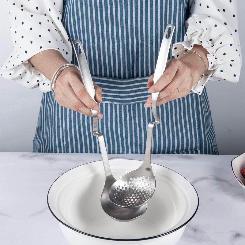 IMEEA Hot Pot Ladle Set Slotted Spoons for Cooking SUS304 Stainless Steel Soup Ladles for Serving, 12-Inch - Image 5