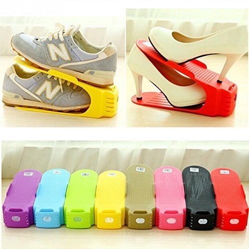SKYUNION Adjustable Shoe Slots Organizer Shoe Storage Rack Space Saver Rack Holder Pack of02Multi Color - Image 2