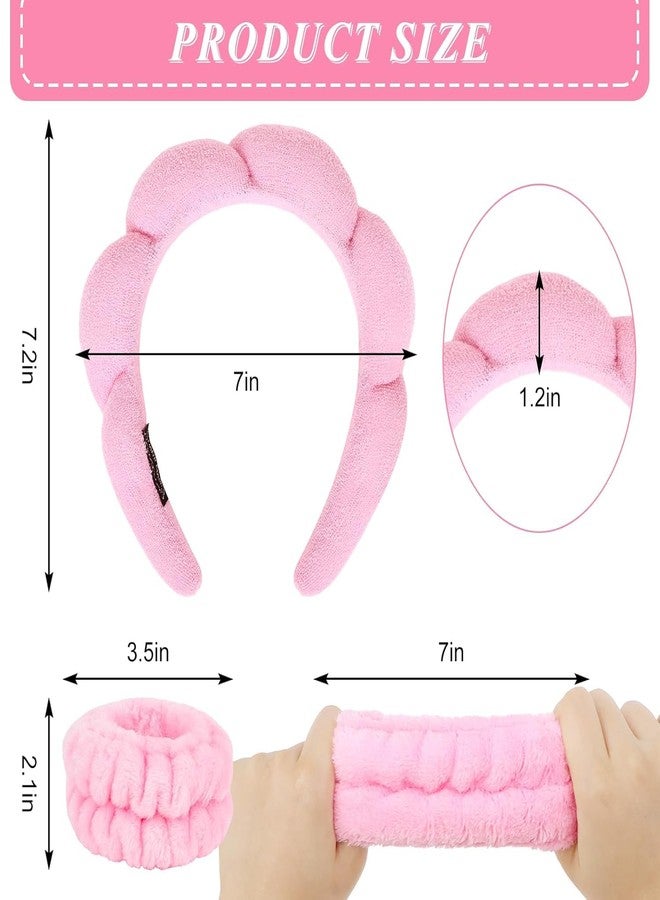 Xpandio Spa Headband and Wristbands Set, Pink, 7-inch Headband with 2 Wristbands, Soft and Elastic - Image 5