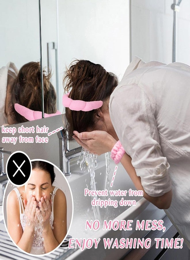 Xpandio Spa Headband and Wristbands Set, Pink, 7-inch Headband with 2 Wristbands, Soft and Elastic - Image 2