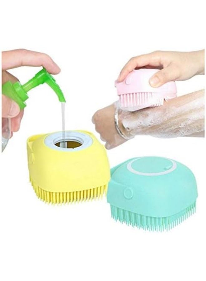 Silicone Bath Sponge with Soap Dispenser, Soft Bristles Massage Brush with Soap Dispenser for Body Massage, Bath Sponge for Baby, Kids, Women, Men, Pets, Multicolor, - Image 1