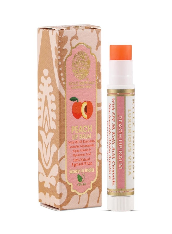 RYLLZ ESSENTIALS Peach Lip Balm | SPF 50 PA+++ | With Shea Butter, Kojic Acid, Ceramide, Niacinamide, Alpha Arbutin & Hyaluronic Acid | Peach Tint | For Lip Lightening & Moisturized Lips | 5 Gm - Image 1