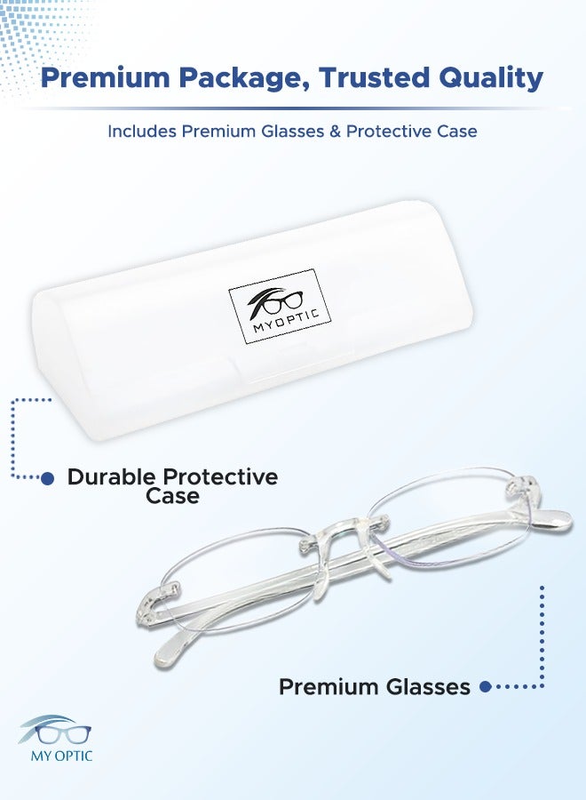 ماي أوبتك My Optic Frameless White Reading Glass | Lightweight, Scratch-Resistant & UV-Protected | Comfortable & Durable for Men & Women (3x) - Image 4