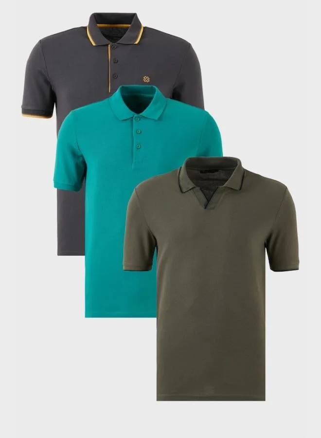 بوراتي تيشيرت بولو رجالي قطن بياقة قميص من بوراتي عبوة من  قطع