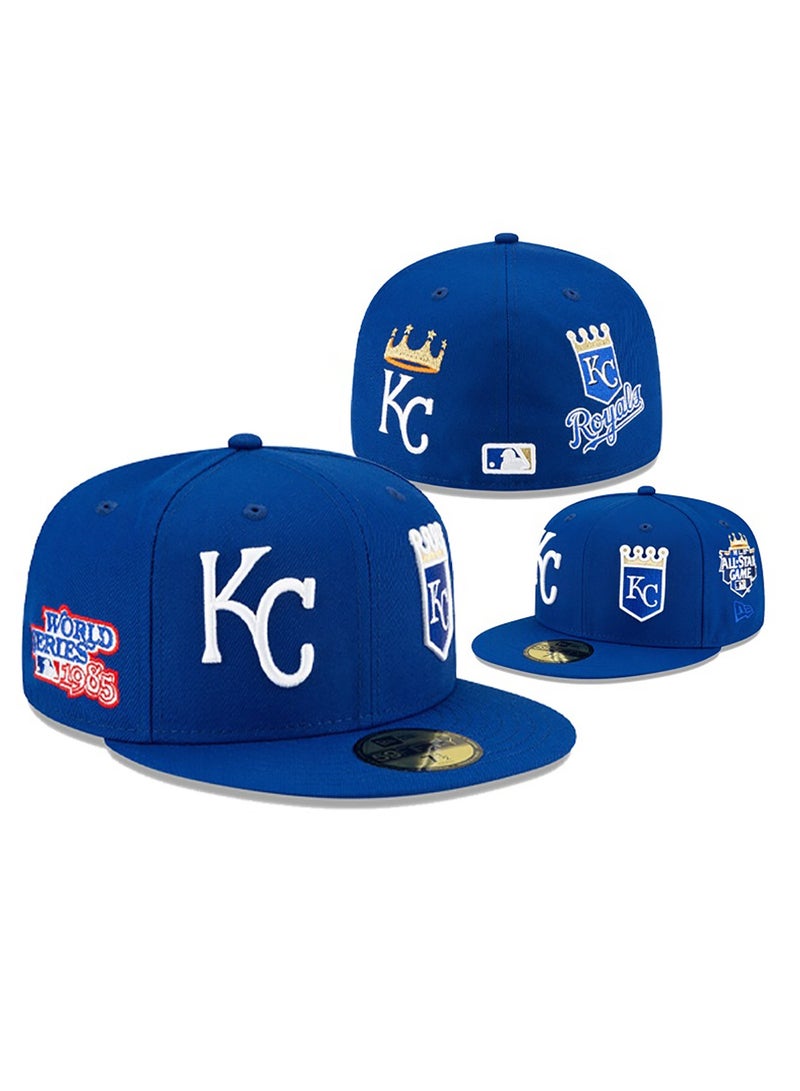 NEW ERA AA Quality Kansas City Royals Blue Fitted Hat - Classic KC Logos-61.5cm 