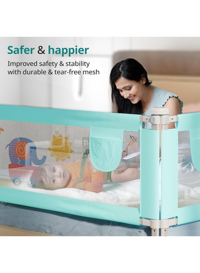 Luvlap Comfy Baby Bed Rail Guard (180cmx72cm), Bed Rails for Baby & Toddler Safety, Portable, Adjustable Height, Single Side Bed Rail, Pack of 1, Printed Green - Image 2