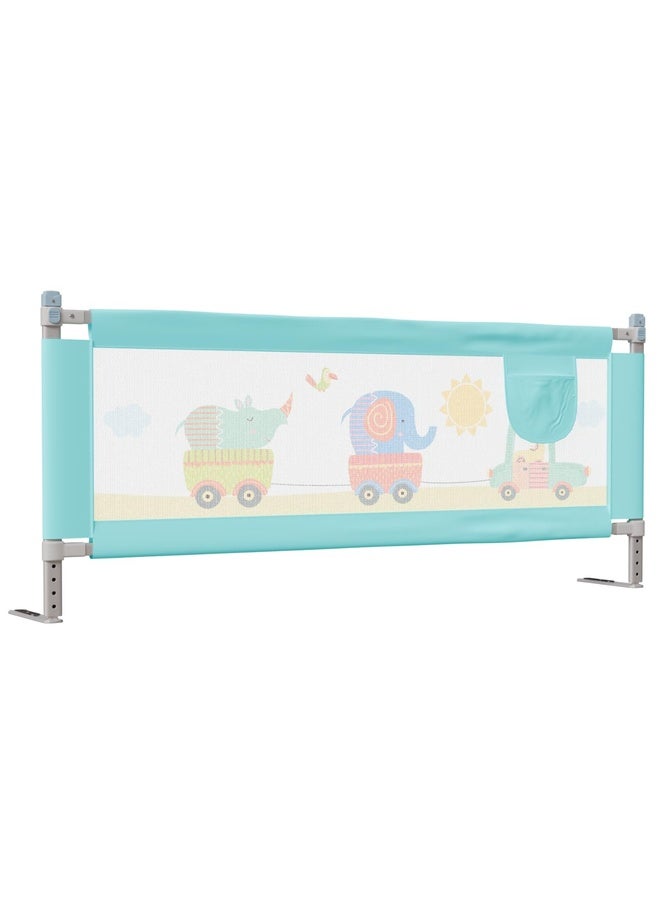 Luvlap Comfy Baby Bed Rail Guard (180cmx72cm), Bed Rails for Baby & Toddler Safety, Portable, Adjustable Height, Single Side Bed Rail, Pack of 1, Printed Green - Image 1