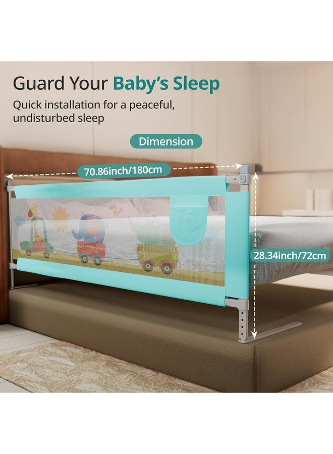 Luvlap Comfy Baby Bed Rail Guard (180cmx72cm), Bed Rails for Baby & Toddler Safety, Portable, Adjustable Height, Single Side Bed Rail, Pack of 1, Printed Green - Image 5