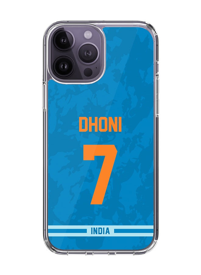 Stylizedd Classic Clear Case for iPhone 15 Pro Max , Hybrid Soft Case Transparent Cover - Player Name - MS Dhoni, Jersey Number- 7 