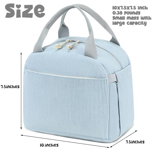 Bluboon Lunch Bag for Women Men Cute Corduroy Lunch Tote Bags Reusable Insulated Lunch Box Large Capacity Reusable Insulated Cooler for Work Picnic or Travel - Image 2