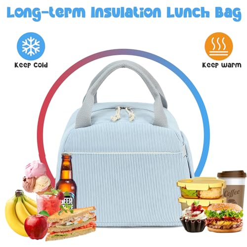 Bluboon Lunch Bag for Women Men Cute Corduroy Lunch Tote Bags Reusable Insulated Lunch Box Large Capacity Reusable Insulated Cooler for Work Picnic or Travel - Image 3