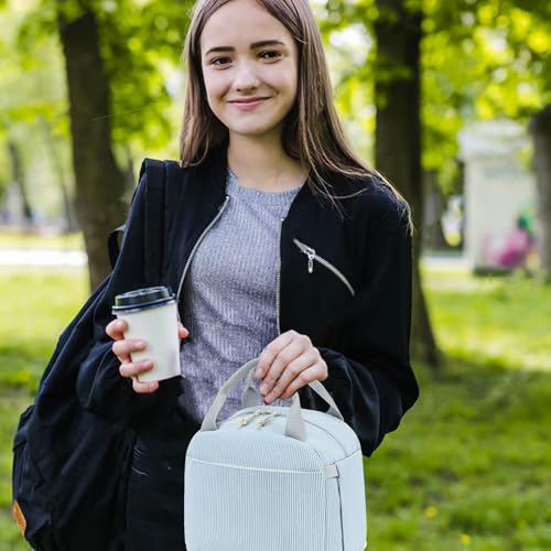 Bluboon Lunch Bag for Women Men Cute Corduroy Lunch Tote Bags Reusable Insulated Lunch Box Large Capacity Reusable Insulated Cooler for Work Picnic or Travel - Image 4
