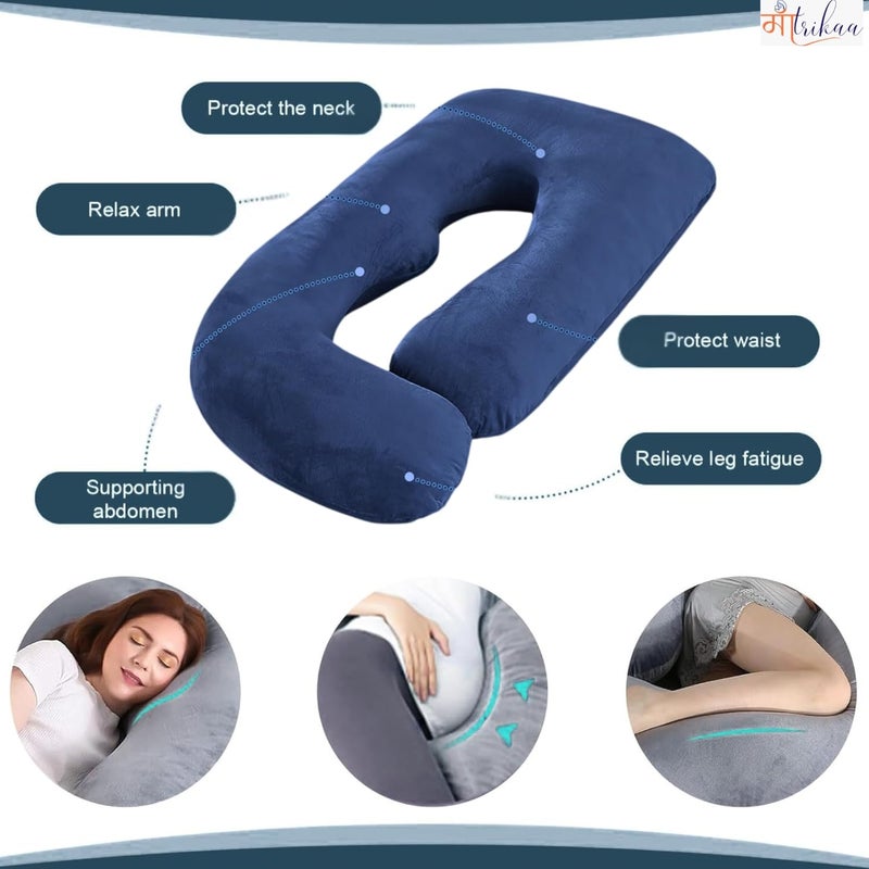 Maatrikaa JShaped Pregnancy Pillow Full Body Support for Pregnant Women with Removable Cover Blue - Image 2