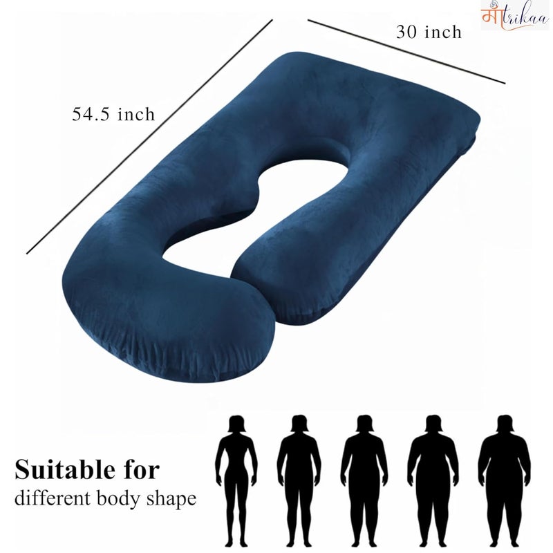 Maatrikaa JShaped Pregnancy Pillow Full Body Support for Pregnant Women with Removable Cover Blue - Image 4