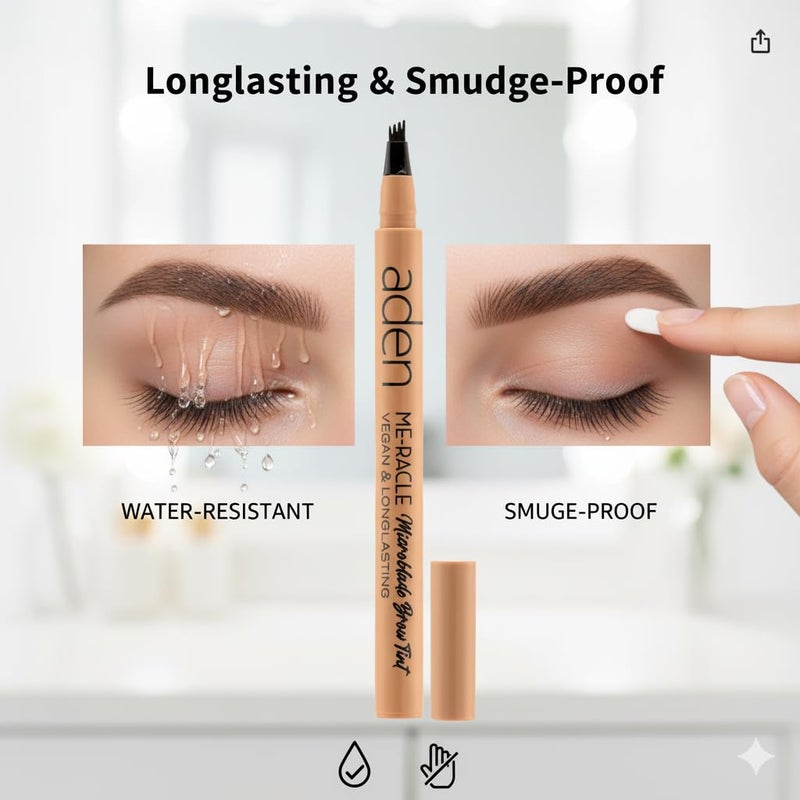 aden Microblading Eyebrow Pen - Waterproof eyebrow pencils for women - Long-Lasting Black eyebrow pencil -Triple Stroke Tip- Microblading Tint for Natural Looking Brows - eye brow pencil Made in Italy - Image 4