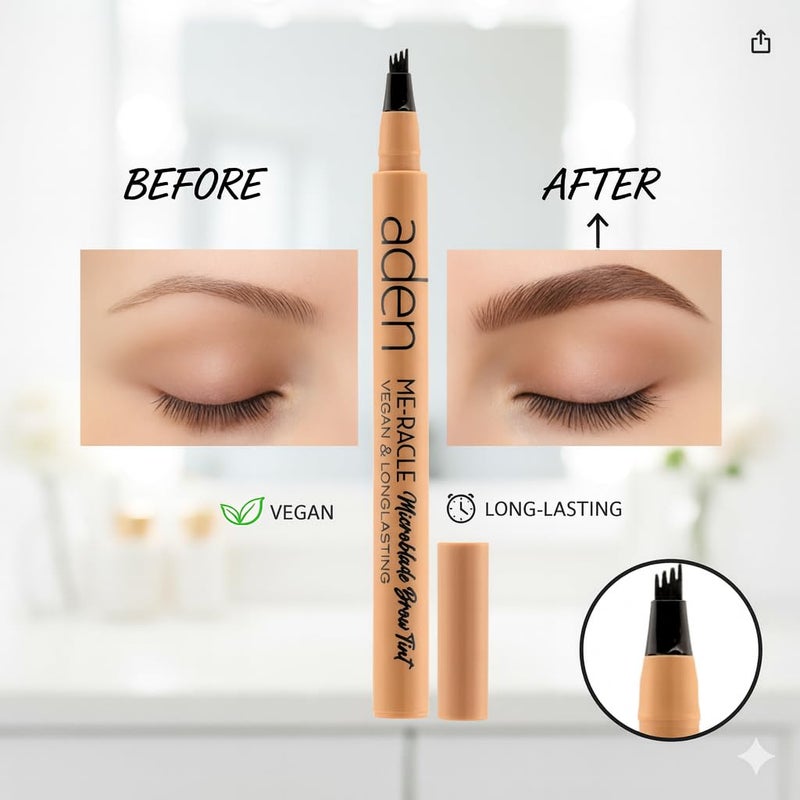 aden Microblading Eyebrow Pen - Waterproof eyebrow pencils for women - Long-Lasting Black eyebrow pencil -Triple Stroke Tip- Microblading Tint for Natural Looking Brows - eye brow pencil Made in Italy - Image 3