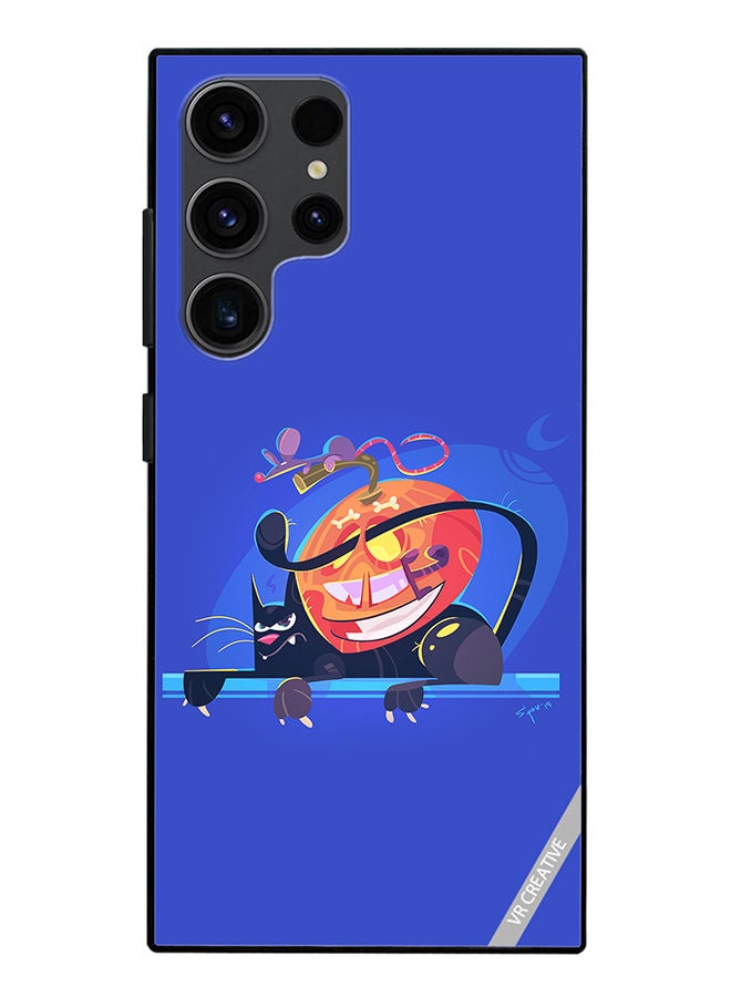 VR CREATIVE Protective Case Cover For Samsung Galaxy S23 Ultra 5G Halloween Cat Design Multicolour - Image 1