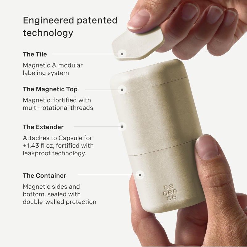 Cadence Extender - Add On to Any Flex Magnetic Containers with Lids,Extension to Travel Bottles for Toiletries - Carry On Travel Essentials For Women/Men - Adds Additional 1.43 fl oz - 3pk, Sand - Image 4