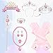 Hapgo 10 Pieces Princess Cape Set Dress up Clothes for Little Girls Party Cosplay Cloak with Jewelry Tiara Crown Wand Gloves - Image 4
