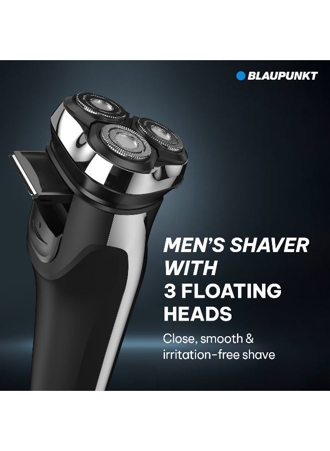 Blaupunkt Shaver for Men – 3 Floating Heads, Pop-Up Trimmer, USB-C, LCD Display, 180 Min Runtime, Wet & Dry Electric Shaver, Travel Lock, Corded/Cordless, IPX7 Waterproof ,  2-Year Warranty – SVM422 - Image 2