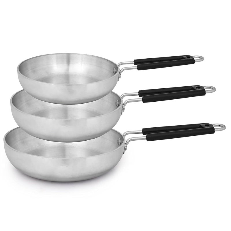 IDEAL PRIME Heavy Duty Aluminium Frying Pan Set of 3 0.5+1+1.5 Liter (3Pices) Aluminum Fry Pan Omlet Pan Sandwich Pan Cookware Set Pack of 3 - Image 2