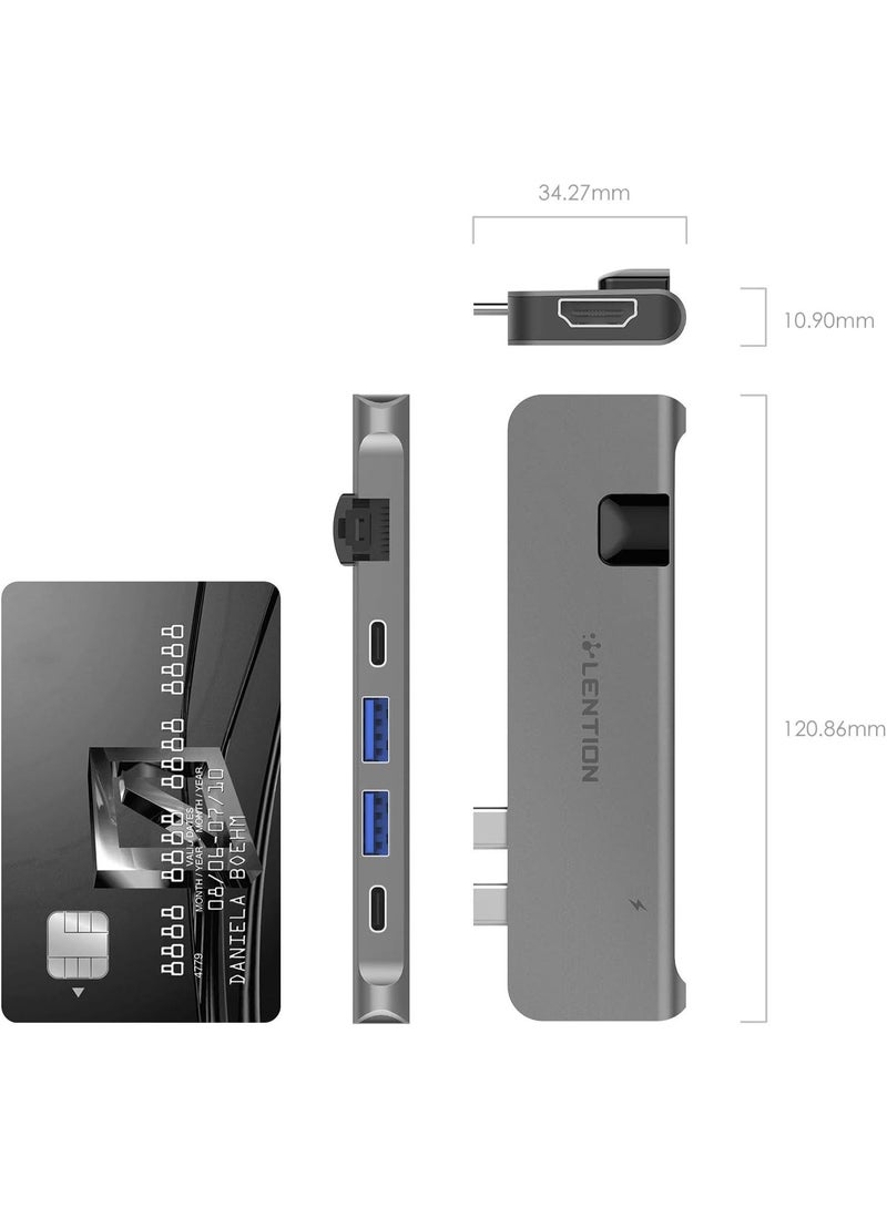 Lention LENTION USB C Portable Hub with 100W Power Delivery, 40Gbps USB C Data Adapter, 4K HDMI, 2 USB 3.0, SD/Micro SD Card Reader Compatible 2016-2023 MacBook Pro 13/15/16, New Mac Air (CB-CS63, Silver)  - Image 2